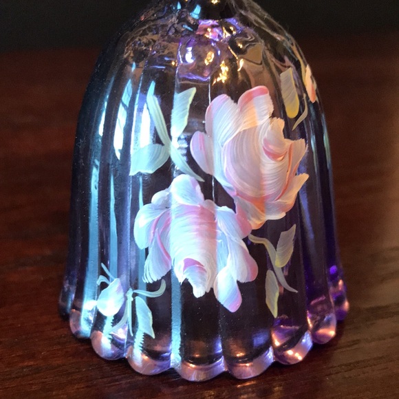 Fenton Signed Hand Painted Amethyst Bell - Picture 2 of 6